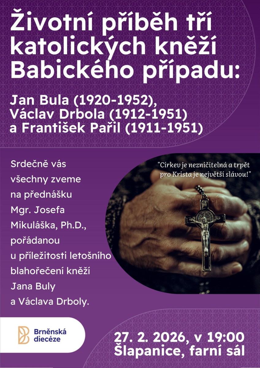 Přednáška o Janu Bulovi, Václavu Drbolovi a Františku Pařilovi ve Šlapanicích