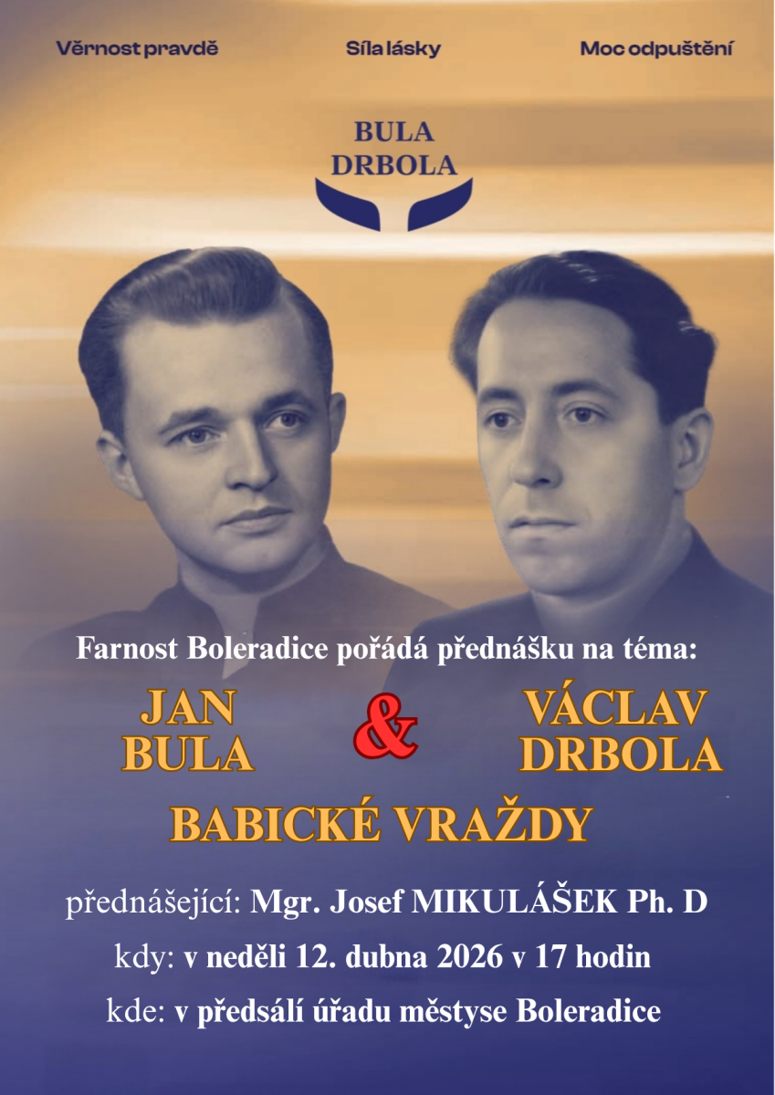 Přednáška o Janu Bulovi a Václavu Drbolovi v Boleradicích